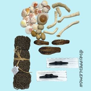 Home Bathroom Beach Decor Rustic Towel Hanger Hooks Sea Shell Fishing Net